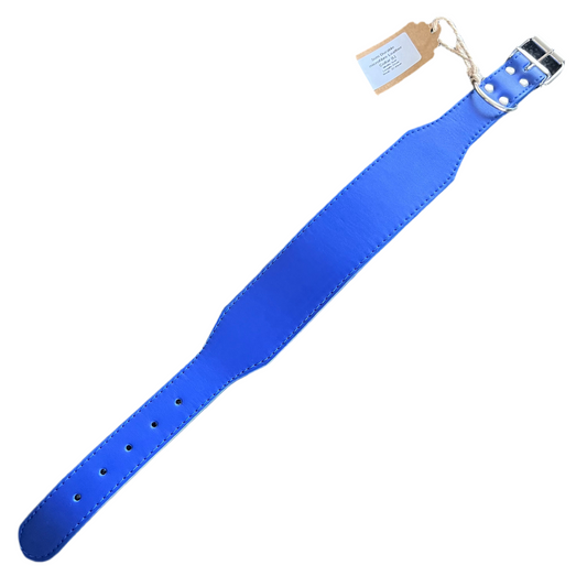Durable Microfibre Leather Dog Collar – Blue (5cm Wide)