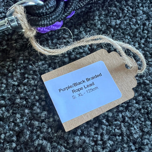 Rope Leash Black & Purple 125cm / 2cm