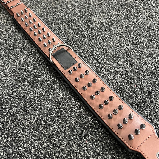 Studded Spiked, Heavy duty Leather Padded Collar 57-66cm