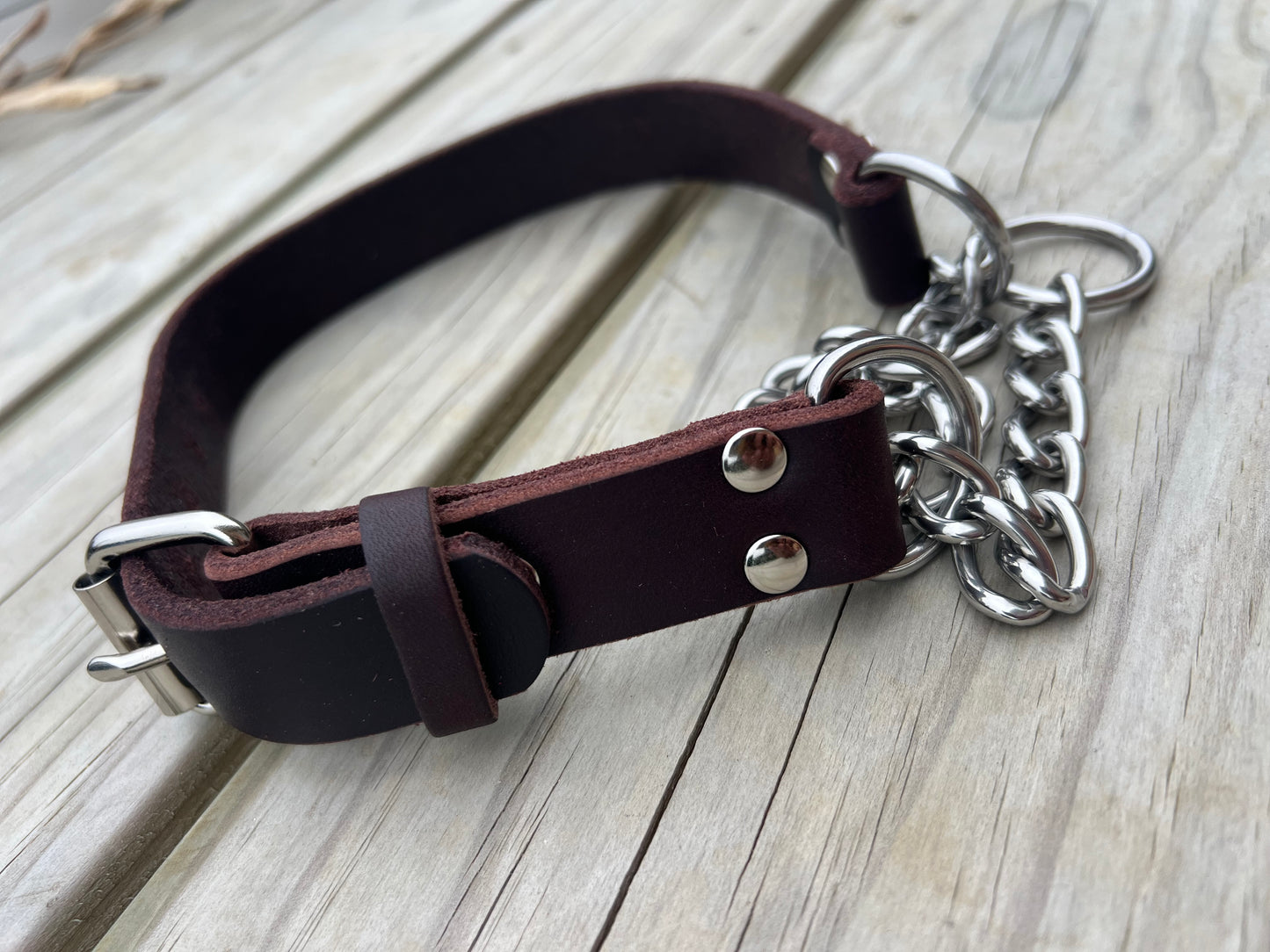 Leather Martingale Brown & Silver