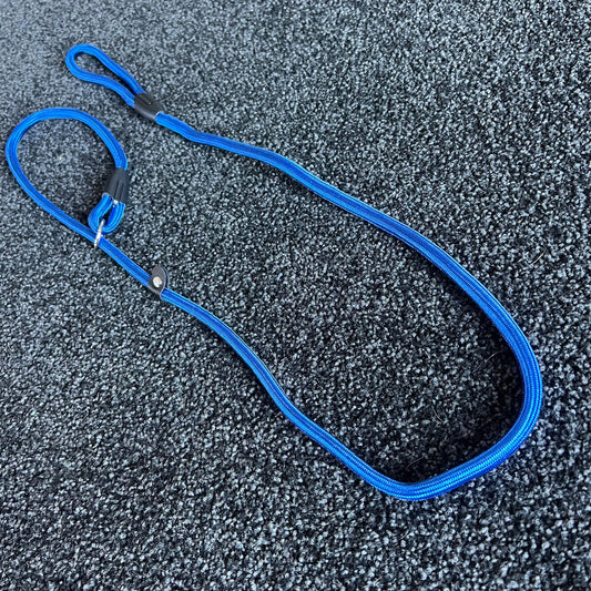 Blue Slip Leash on a textured black surface