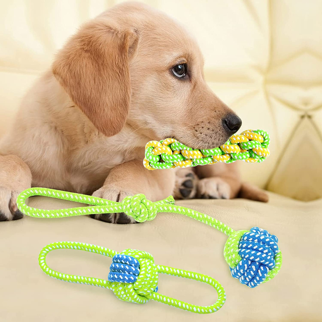 Dog Chew Rope Toys Set - Pack of 7 PCS Cotton Puppy Pet Chew Toys
