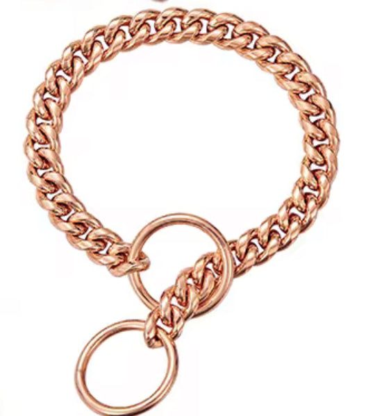 Cuban Link Training Chain – 10mm Show Ring Collar (Rose Gold)