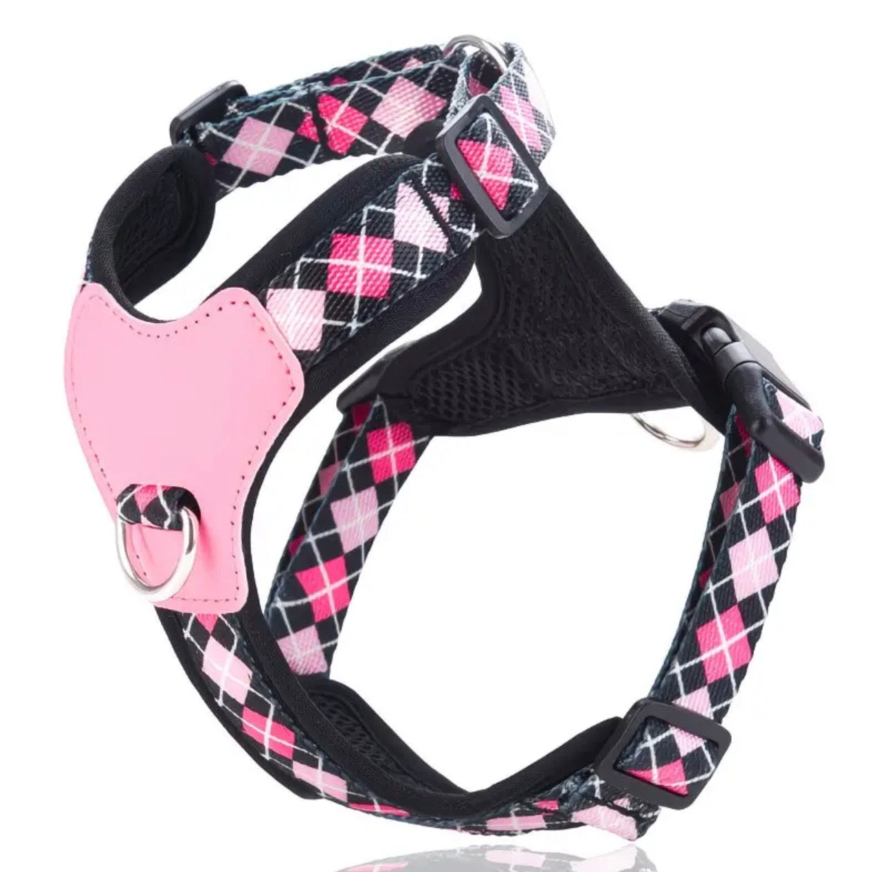 Blush & Midnight Plaid Breathable Mesh Dog Harness | Medium & Large | The Tough Ones™
