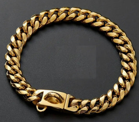 Gold Cuban Link chain dog necklace