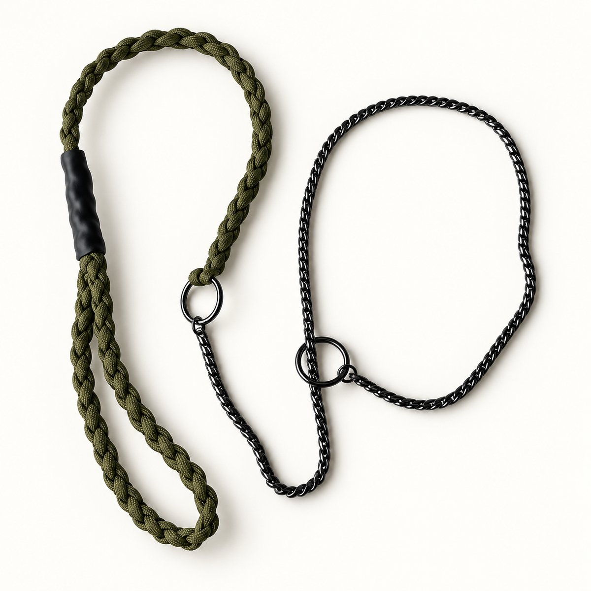 Khaki Green 4-Braid Black Snake Chain Show Lead | The Tough Ones™