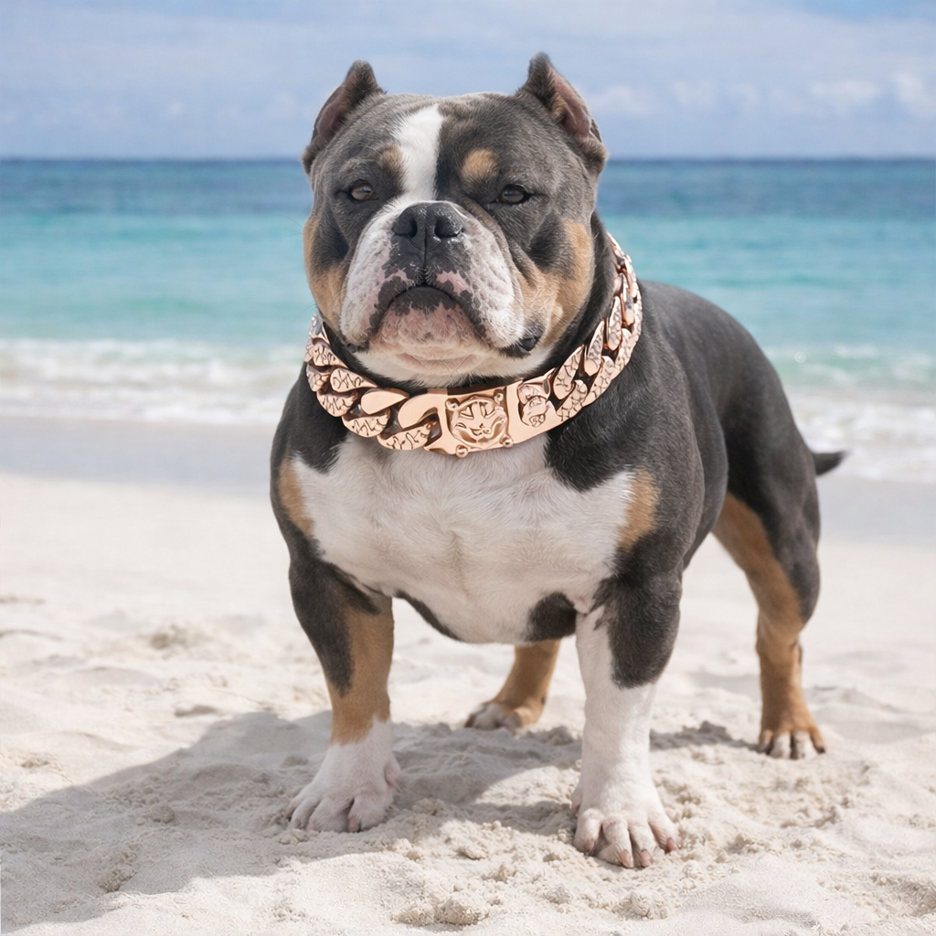 Rose Gold Stainless Steel 32mm Cuban Link Chain 55cm