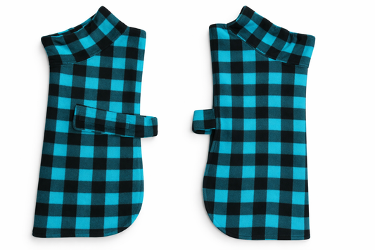 Teal Check Fleece Dog Coat – Heavy Winter Coat | The Tough Ones™