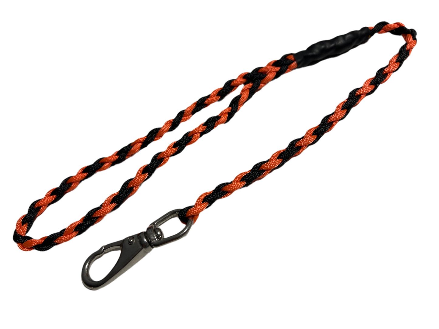 8 Braid Short Leash 60cm Black/Orange