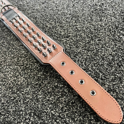 Studded Spiked, Heavy duty Leather Padded Collar 57-66cm