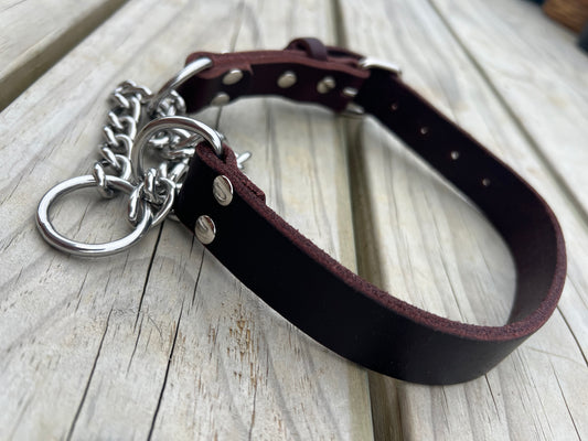 Leather Martingale Brown & Silver