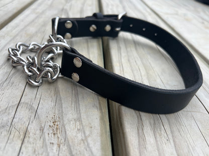 Leather Martingale Black & Silver