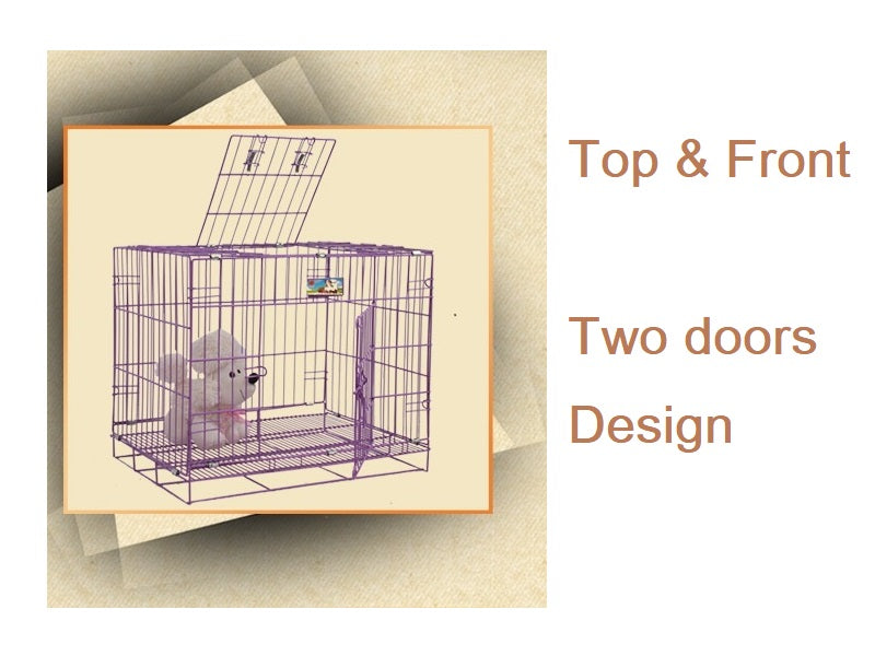BLACK 70x50x60cm Pet Cage - 70CM Wide Collapsible Metal Pet Cage