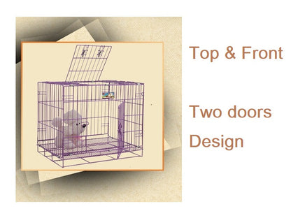 BLACK 70x50x60cm Pet Cage - 70CM Wide Collapsible Metal Pet Cage