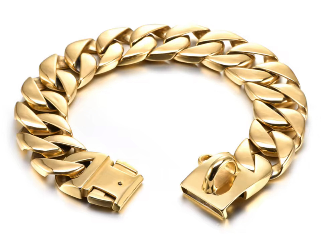 Gold Stainless Steel 43mm Cuban Link Chain Necklace 75cm