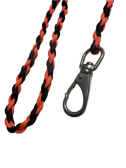 8 Braid Short Leash 60cm Black/Orange