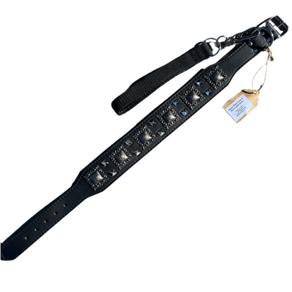 Heavy-Duty Black & Silver Leather Dog Collar – Premium Studded Collar for Strong Dogs