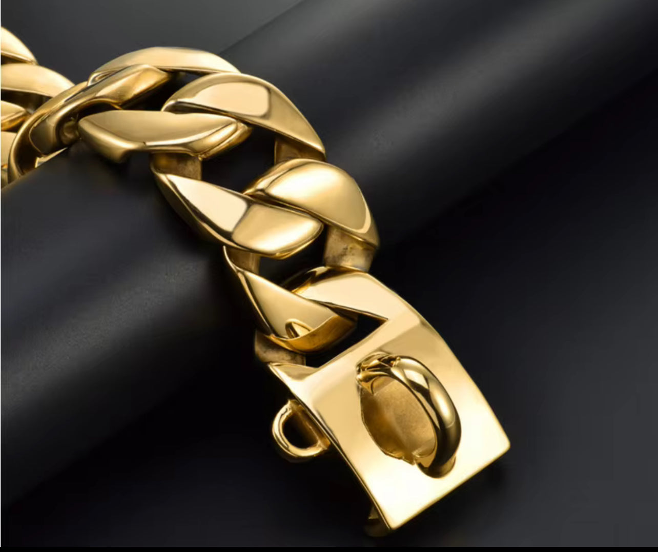 Gold Stainless Steel 43mm Cuban Link Chain Necklace 75cm