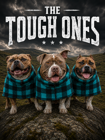 Teal Check Fleece Dog Coat – Heavy Winter Coat | The Tough Ones™