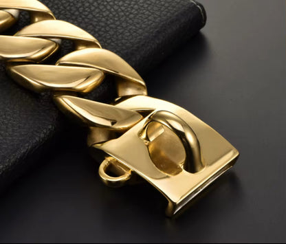 Gold Stainless Steel 43mm Cuban Link Chain Necklace 75cm