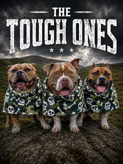 Green Camo Skulls Fleece Dog Coat – Heavy Winter Coat | The Tough Ones™