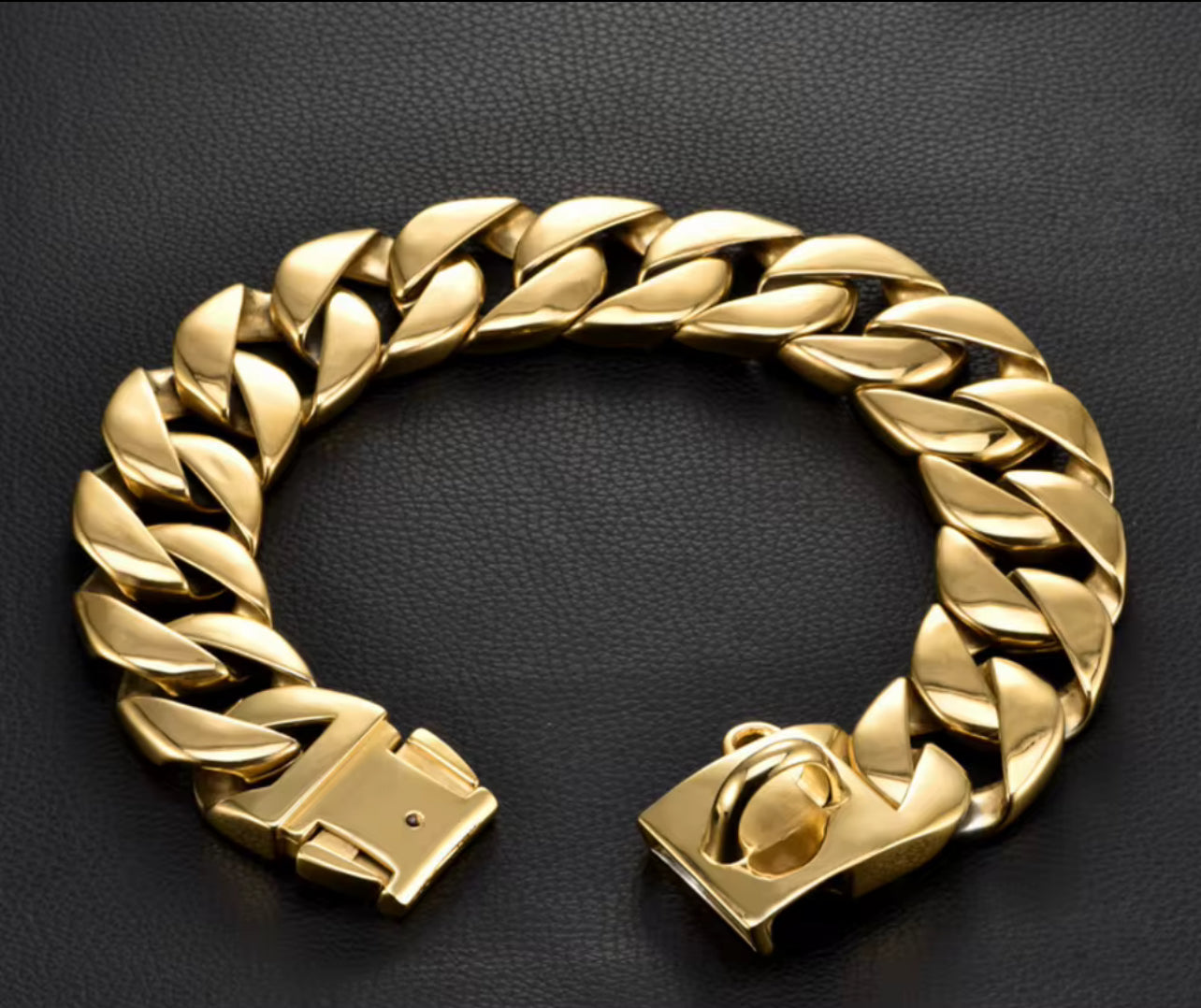 Gold Stainless Steel 43mm Cuban Link Chain Necklace 75cm