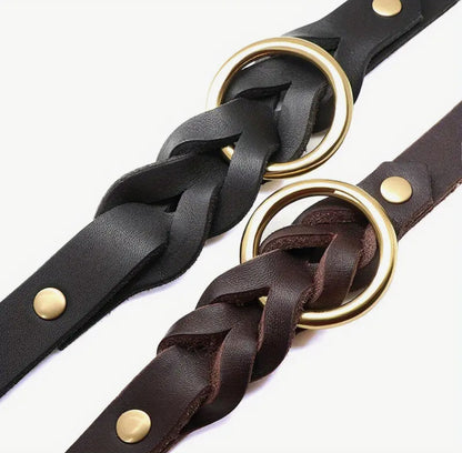 Cowhide Collar (Brown & Gold)