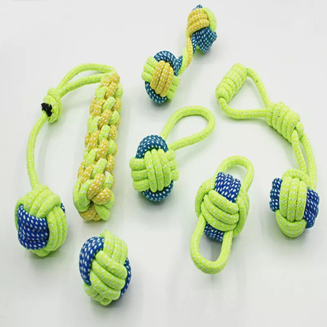 Dog Chew Rope Toys Set - Pack of 7 PCS Cotton Puppy Pet Chew Toys