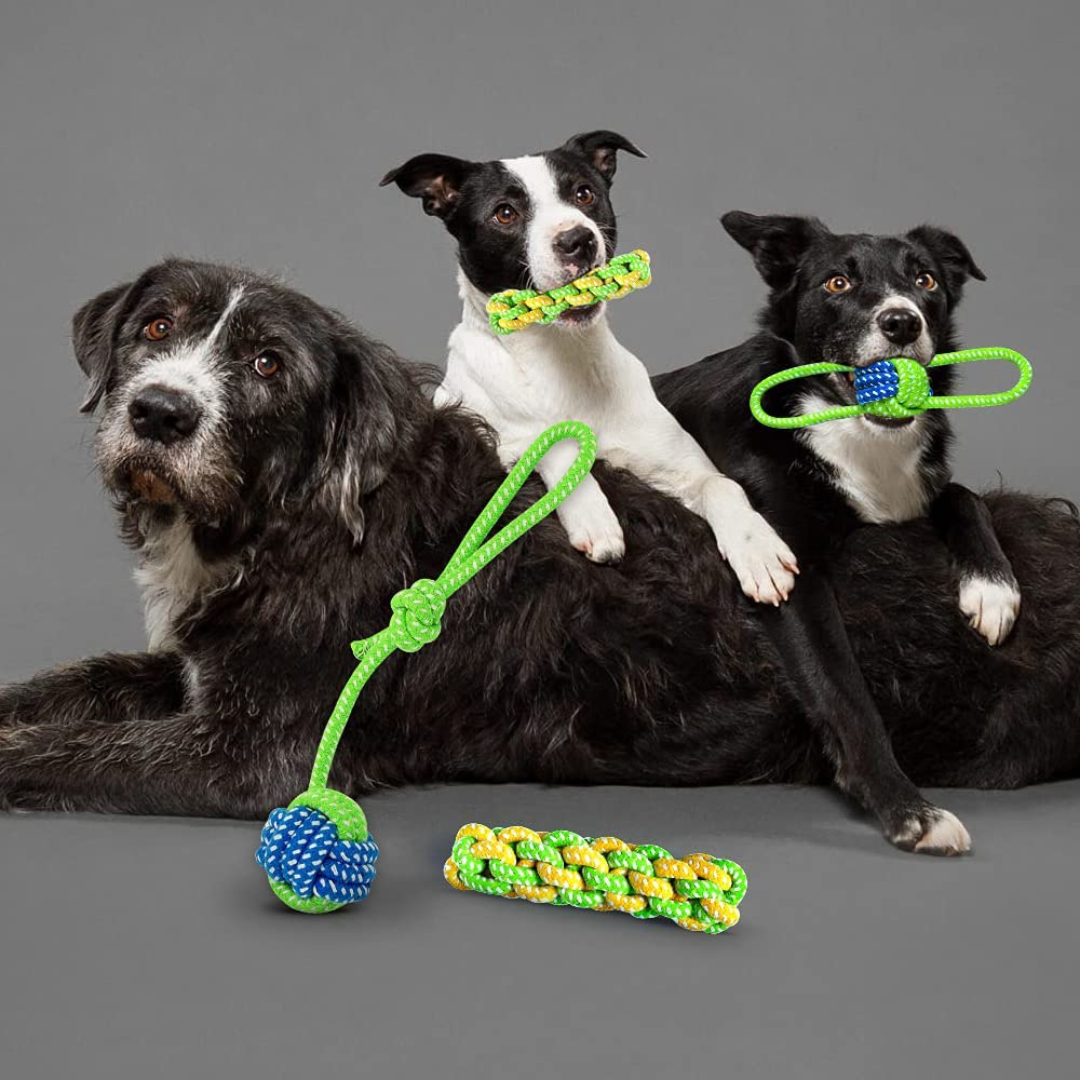 Dog Chew Rope Toys Set - Pack of 7 PCS Cotton Puppy Pet Chew Toys