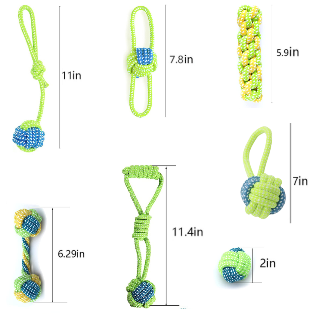 Dog Chew Rope Toys Set - Pack of 7 PCS Cotton Puppy Pet Chew Toys