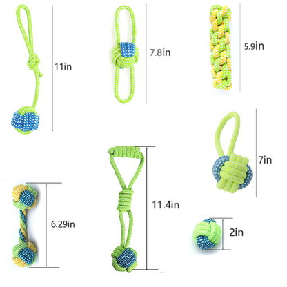 Dog Chew Rope Toys Set - Pack of 7 PCS Cotton Puppy Pet Chew Toys