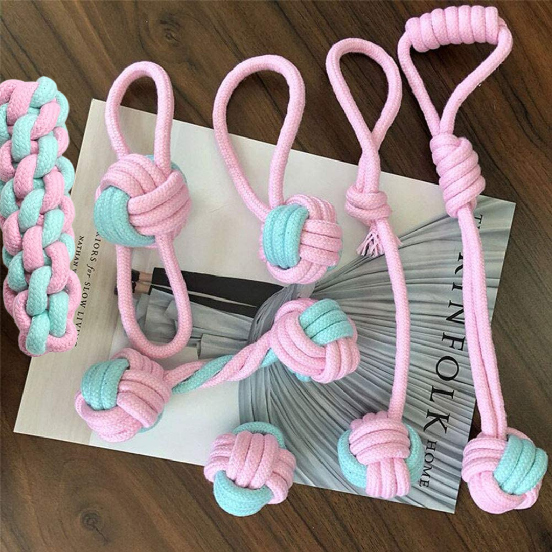 Dog Chew Rope Toys Set - Pack of 7 PCS Cotton Puppy Pet Chew Toys
