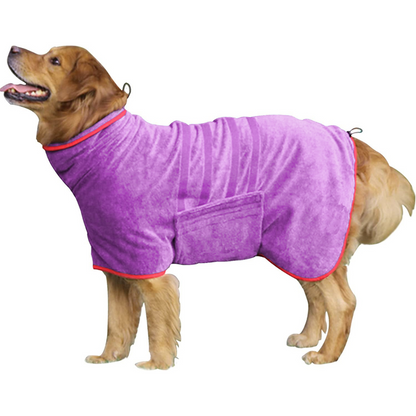 Dog Drying Towel Robe Microfibre Absorbent with Adjustable Strap