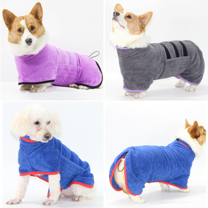 Dog Drying Towel Robe Microfibre Absorbent with Adjustable Strap