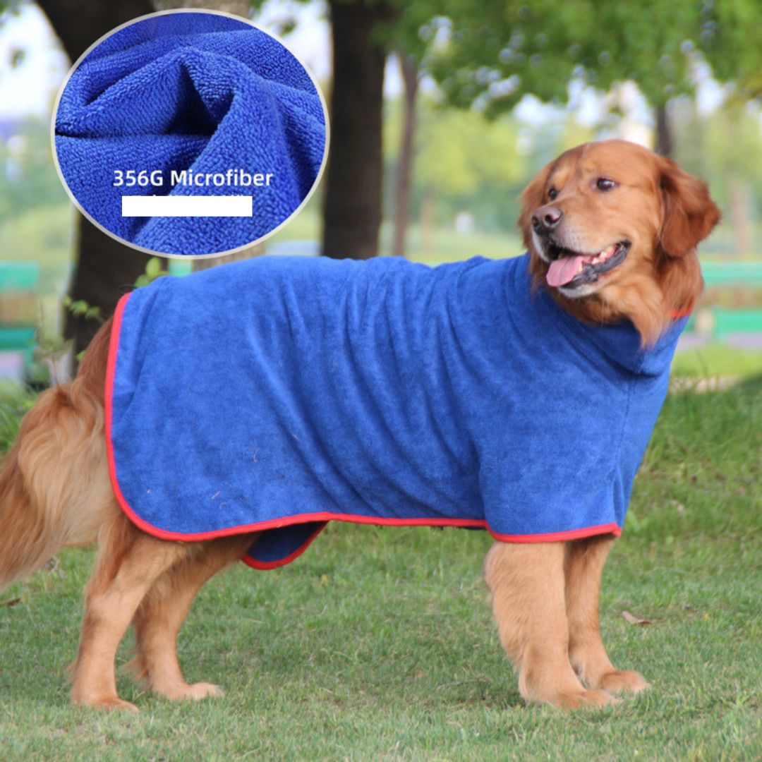 Dog Drying Towel Robe Microfibre Absorbent with Adjustable Strap