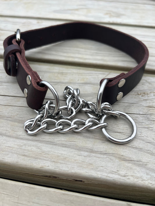 Leather Martingale Brown & Silver