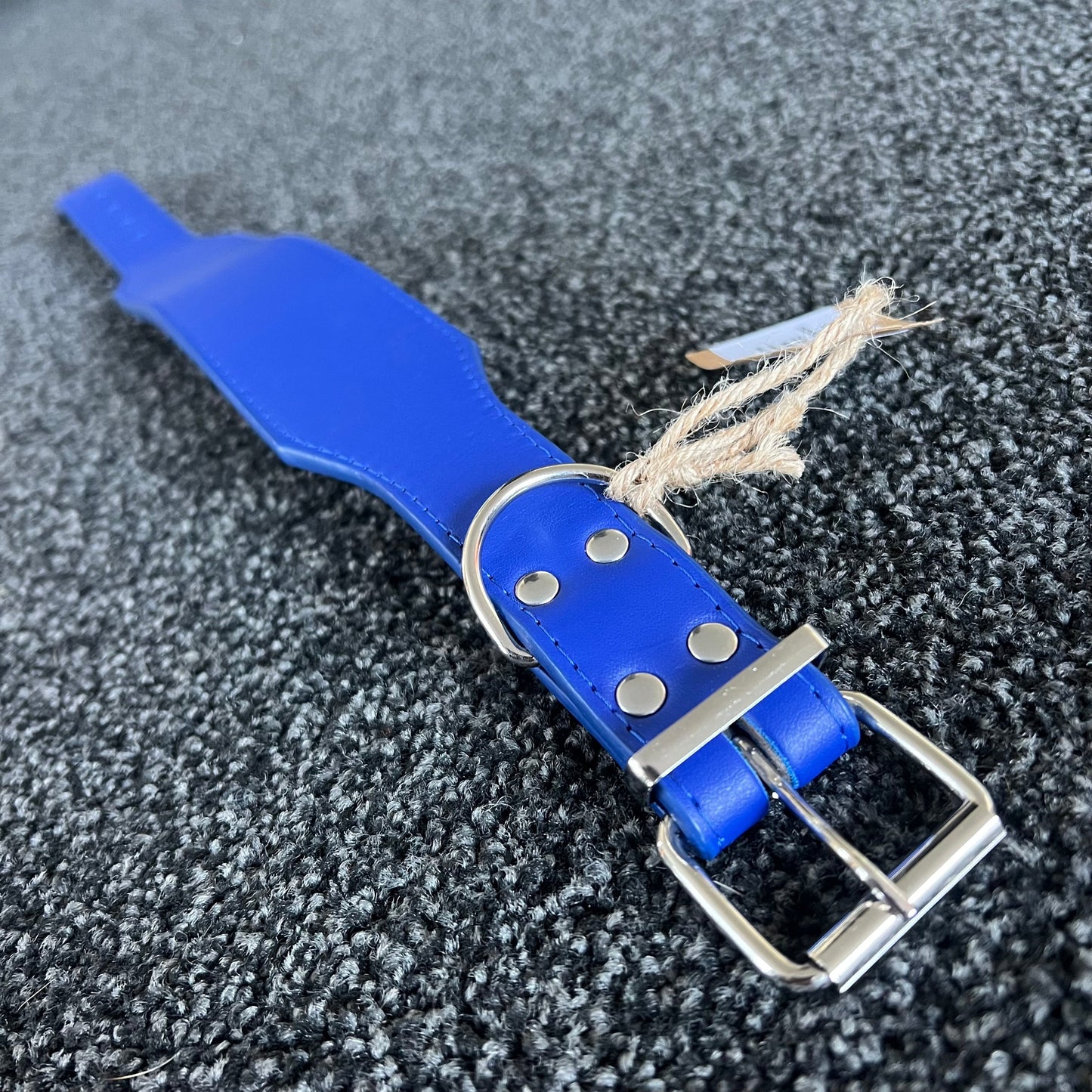 Durable Microfibre Leather Collar 5cm Blue