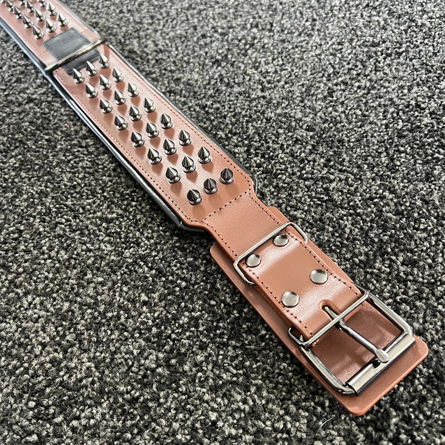 Studded Spiked, Heavy duty Leather Padded Collar 57-66cm