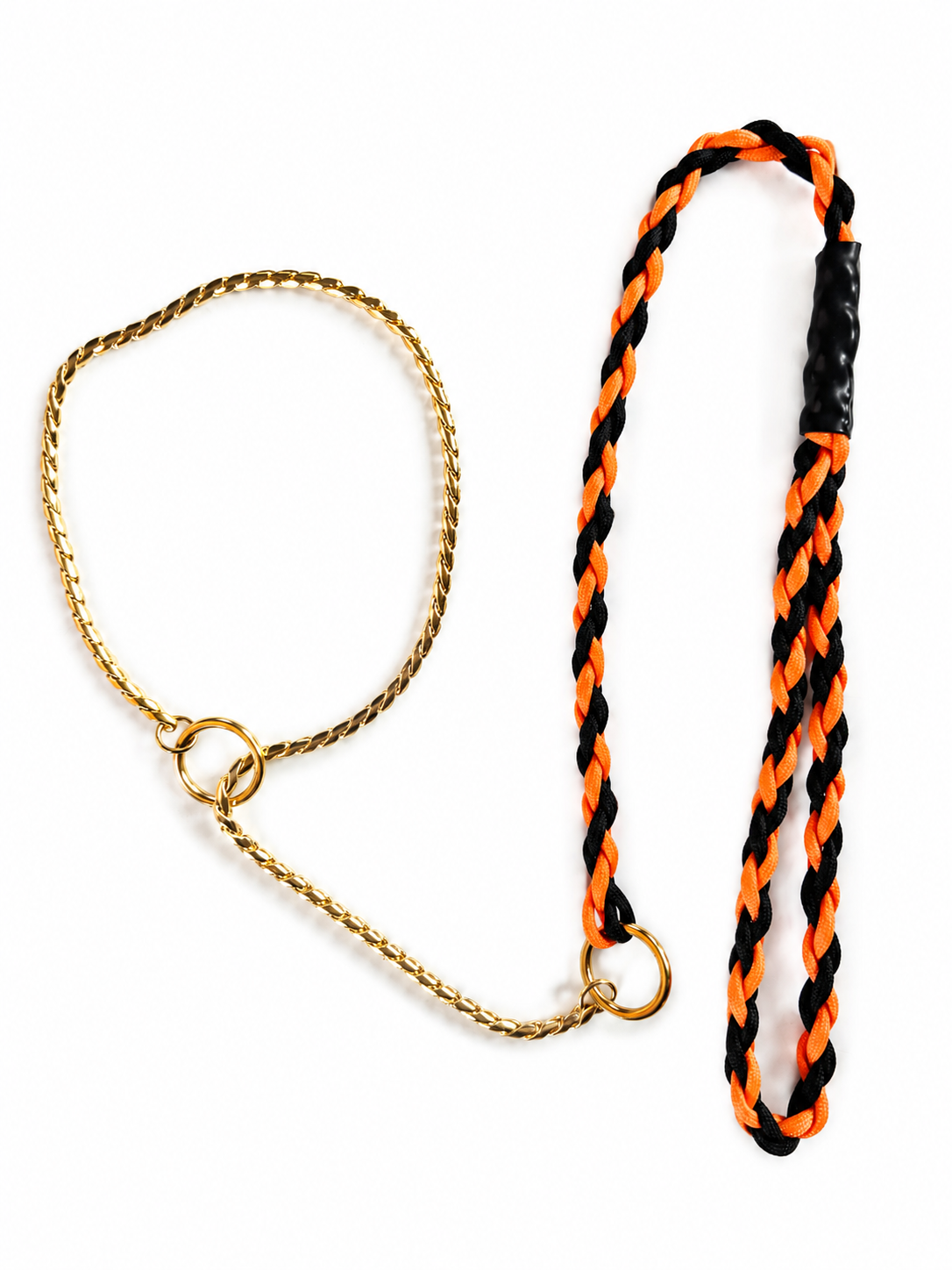 Orange & Black 4-Braid Snake Chain Show Lead | Gold 50cm | The Tough Ones™