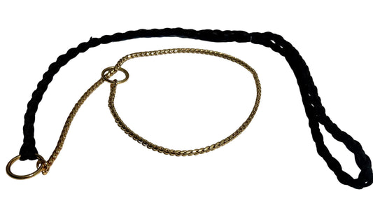 4 Braided Snake Leash – gold snake, Black Show Ring Lead