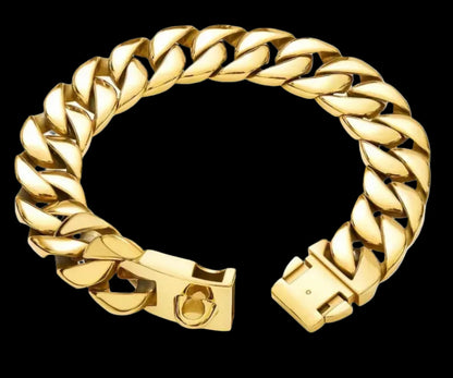 Gold Cuban Link chain dog necklace