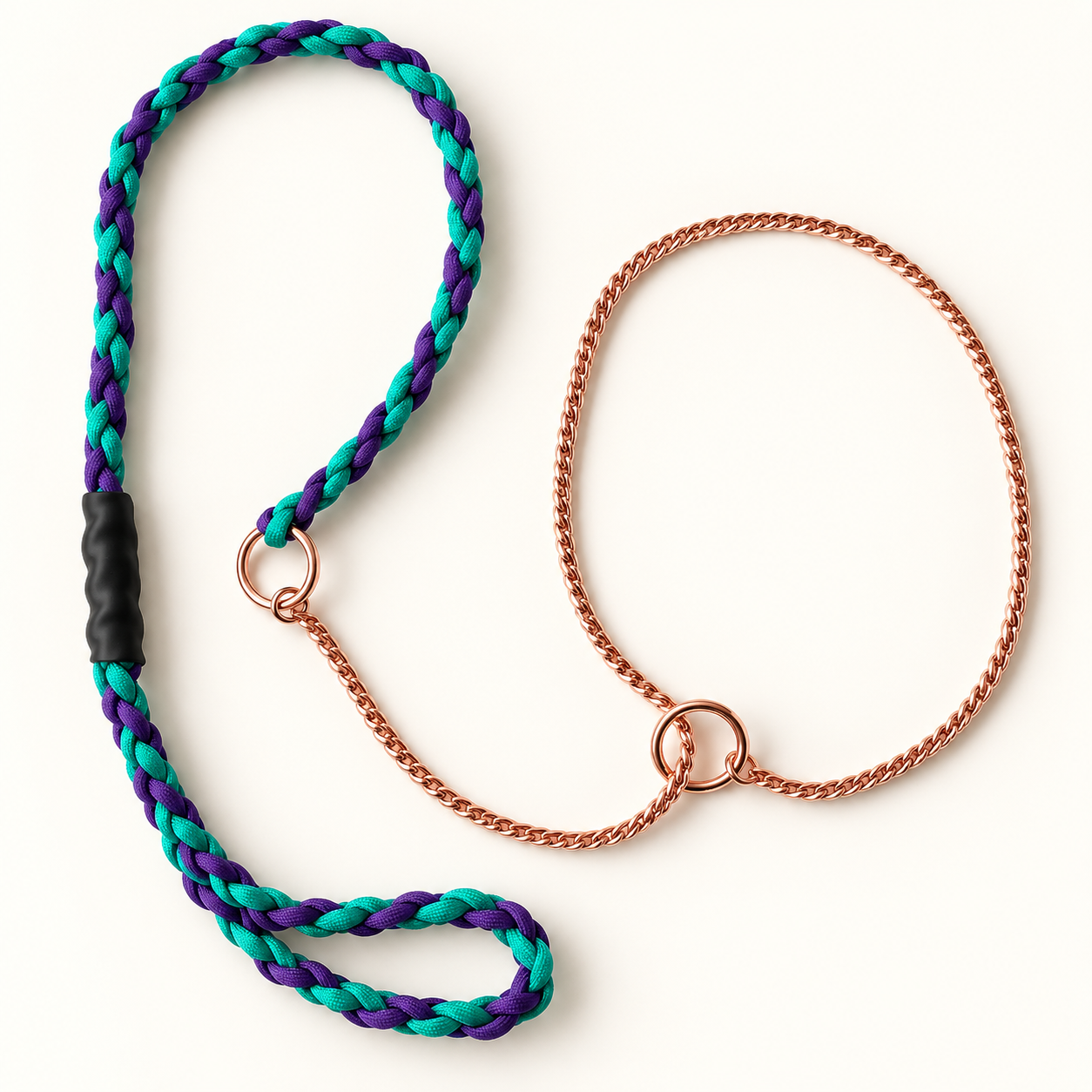 Purple & Mint 4-Braid Rose Gold Snake Chain Show Lead | The Tough Ones™