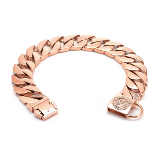 Rose Gold Stainless Steel 32mm Cuban Link Chain 50cm