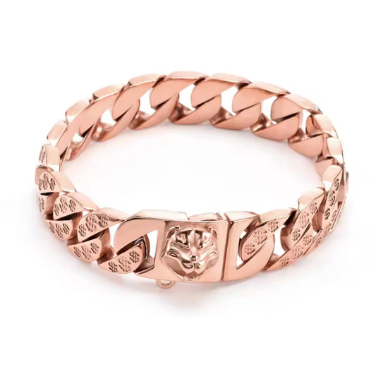 Rose Gold Stainless Steel 32mm Cuban Link Chain 55cm