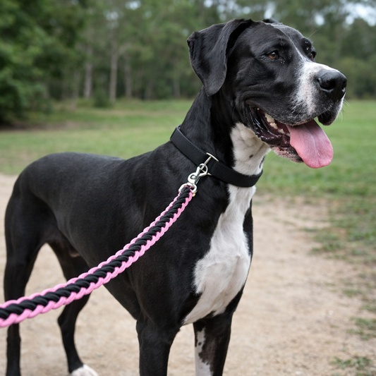 Rope Leash Black & Pink 125cm / 2cm