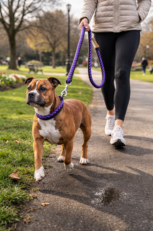 Black & Purple Rope Dog Leash – Large (125cm)