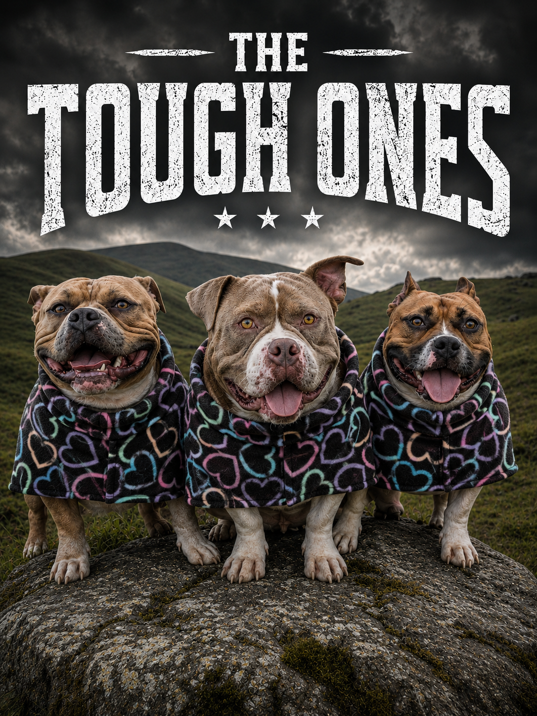 Colourful Hearts Fleece Dog Coat – Heavy Winter Coat | The Tough Ones™