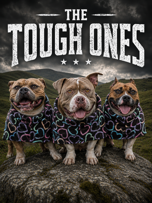 Colourful Hearts Fleece Dog Coat – Heavy Winter Coat | The Tough Ones™