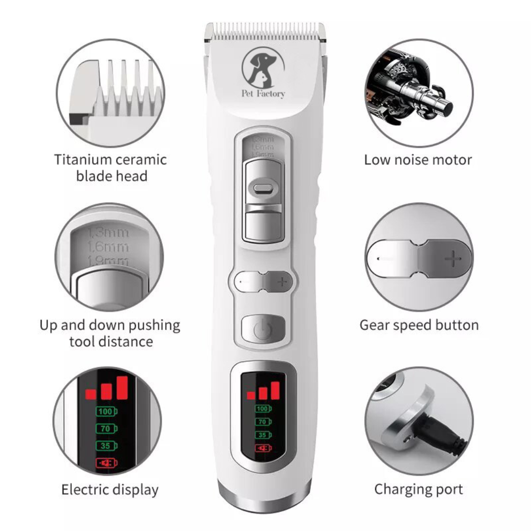 Pet Grooming Kit, Upgraded Rechargeable Cordless Electric Quiet Hair Clipper Set