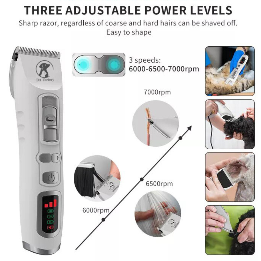 Pet Grooming Kit, Upgraded Rechargeable Cordless Electric Quiet Hair Clipper Set
